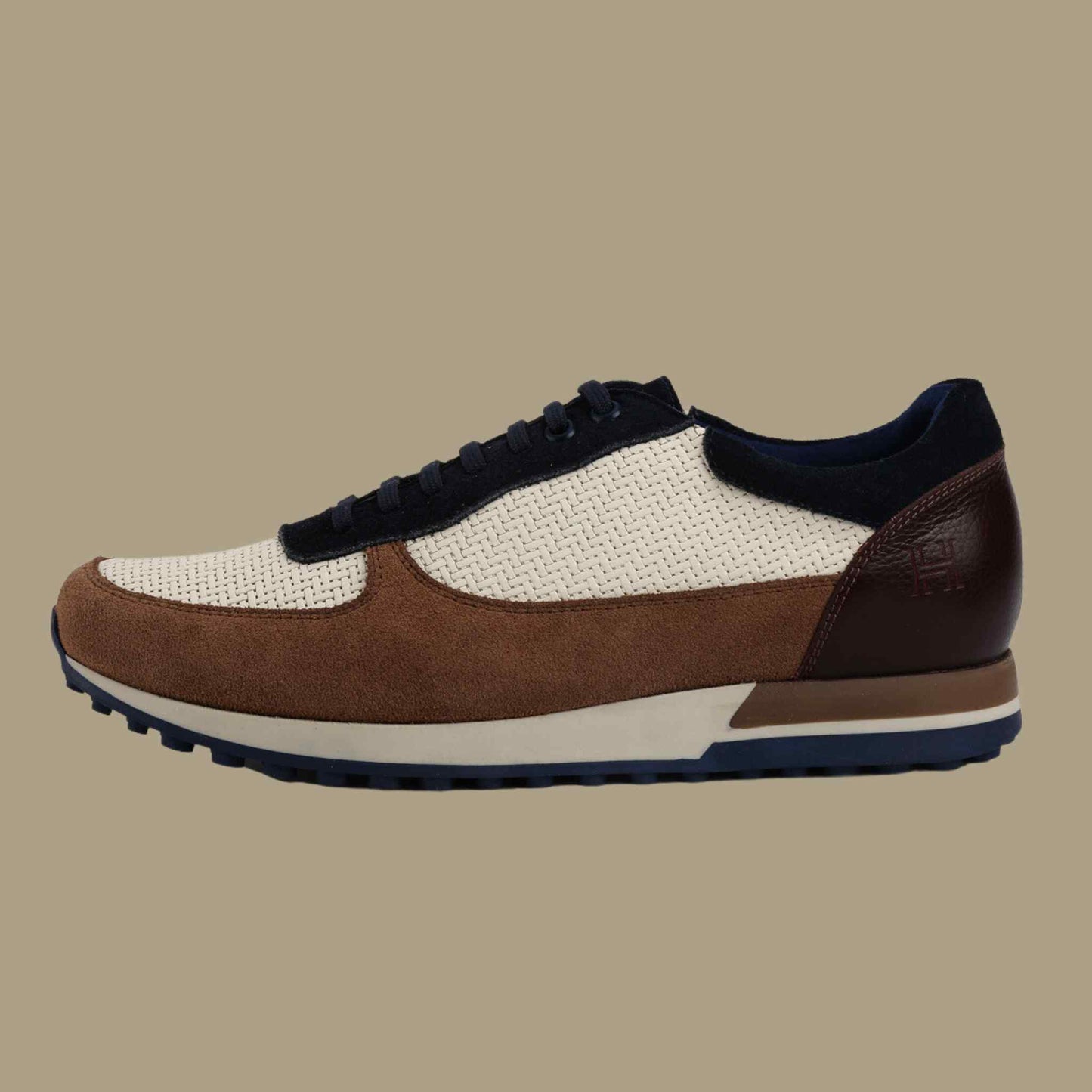 LEATHER TRAINERS BLUE & BROWN