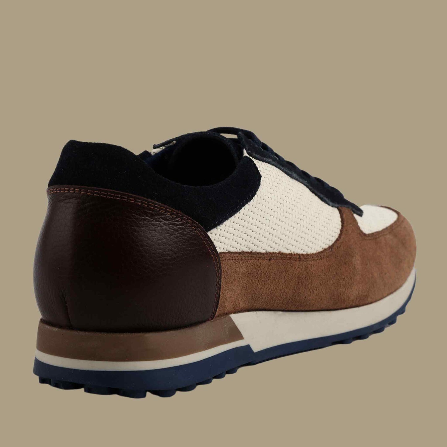 LEATHER TRAINERS BLUE & BROWN