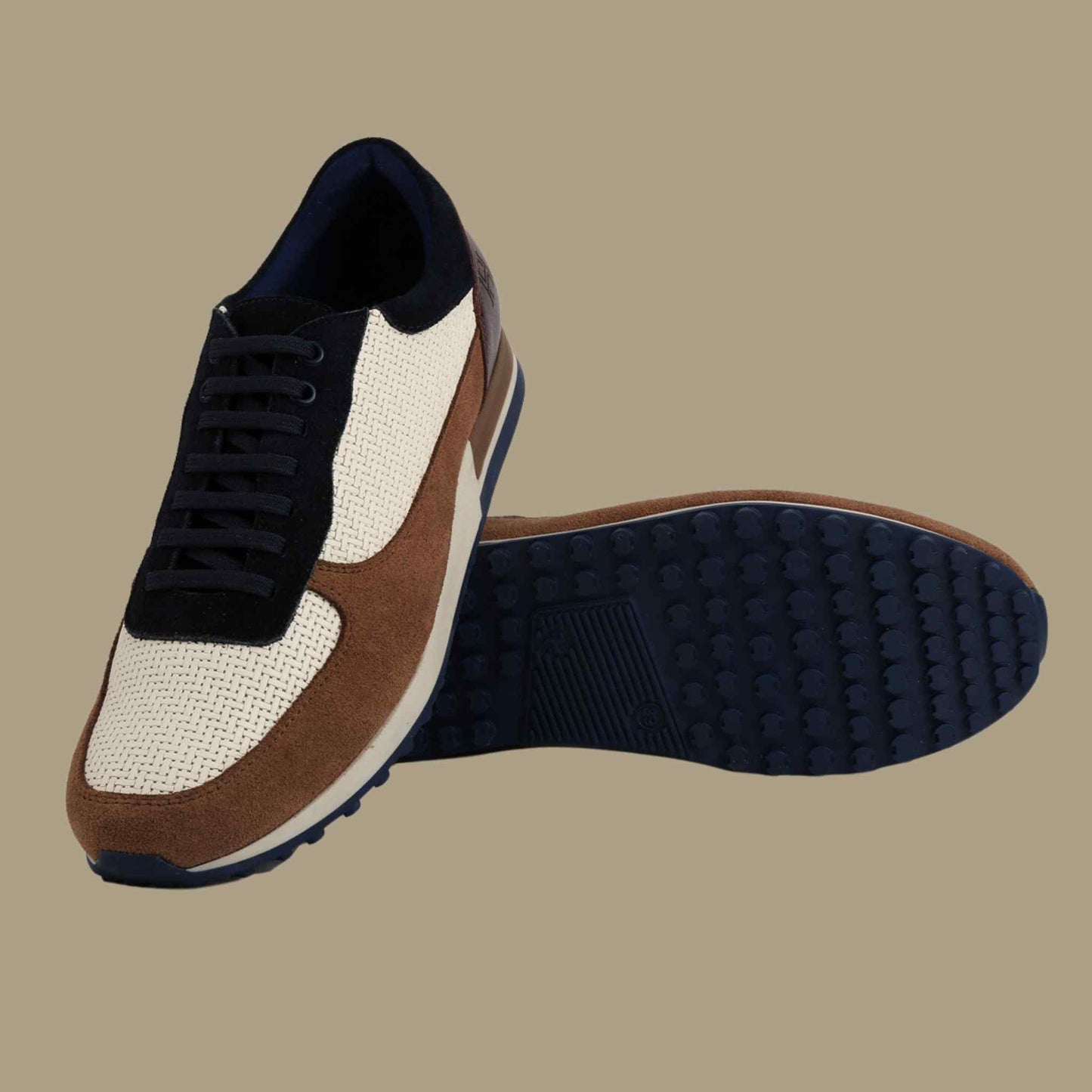 LEATHER TRAINERS BLUE & BROWN